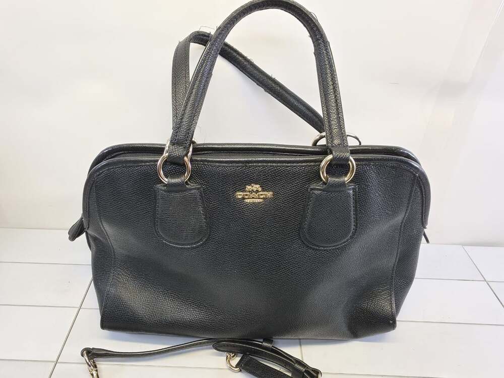 Coach Mini Nolita Black Pebbled Leather Satchel Handbag Purse